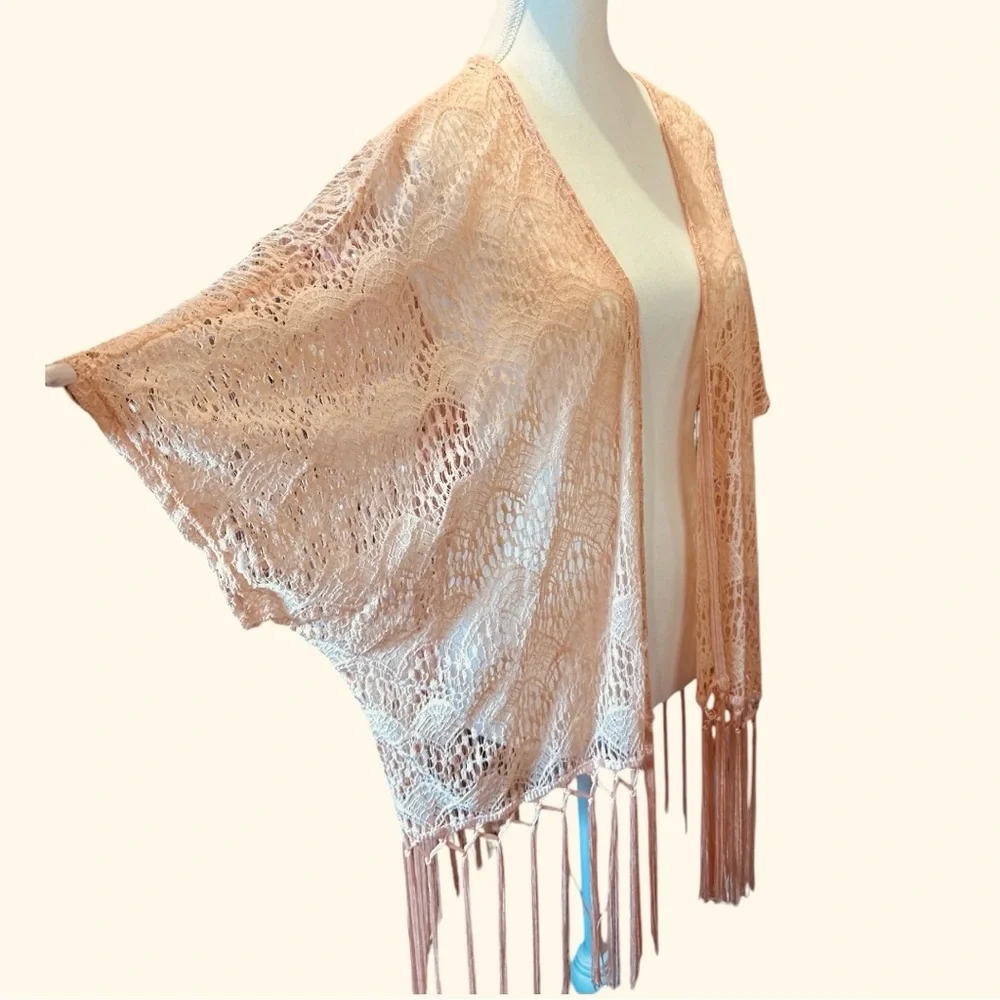 Active USA Pink Bohemian Fringe Cover-Up - Picture 3 of 7
